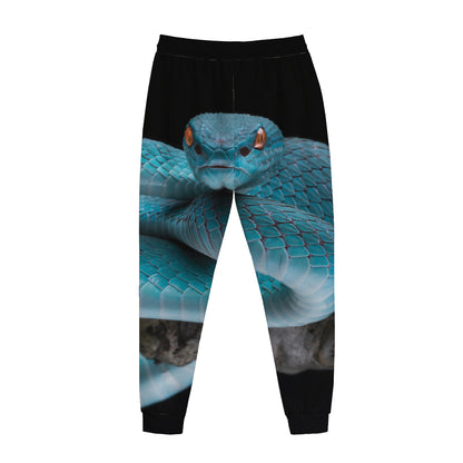 Blue Pit Viper Snake Print Jogger Pants