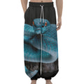 Blue Pit Viper Snake Print Lantern Pants
