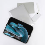 Blue Pit Viper Snake Print Laptop Sleeve