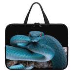 Blue Pit Viper Snake Print Laptop Sleeve With Handle