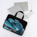 Blue Pit Viper Snake Print Laptop Sleeve With Handle