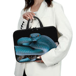 Blue Pit Viper Snake Print Laptop Sleeve With Handle