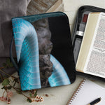 Blue Pit Viper Snake Print Leather Bible Cover