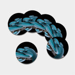Blue Pit Viper Snake Print Leather Coaster Set
