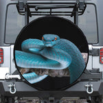 Blue Pit Viper Snake Print Leather Spare Tire Cover