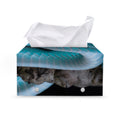 Blue Pit Viper Snake Print Leather Tissue Box Cover
