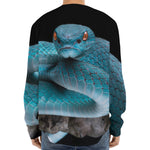 Blue Pit Viper Snake Print Long Sleeve Baseball Jersey