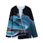 Blue Pit Viper Snake Print Long Sleeve Short Coat