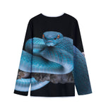Blue Pit Viper Snake Print Long Sleeve Short Coat