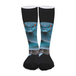 Blue Pit Viper Snake Print Long Socks