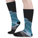 Blue Pit Viper Snake Print Long Socks