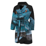 Blue Pit Viper Snake Print Men's Bathrobe
