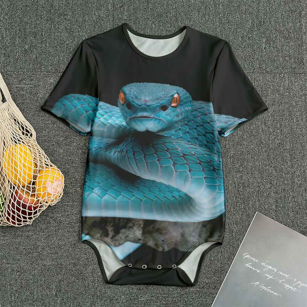 Blue Pit Viper Snake Print Men's Bodysuit