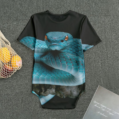 Blue Pit Viper Snake Print Men's Bodysuit