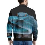 Blue Pit Viper Snake Print Men's Bomber Jacket