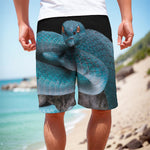 Blue Pit Viper Snake Print Men's Cargo Shorts