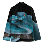 Blue Pit Viper Snake Print Men's Cotton Blazer