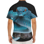 Blue Pit Viper Snake Print Men's Deep V-Neck Shirt