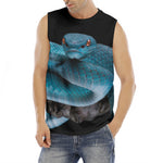 Blue Pit Viper Snake Print Men's Fitness Tank Top