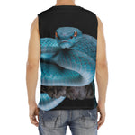 Blue Pit Viper Snake Print Men's Fitness Tank Top