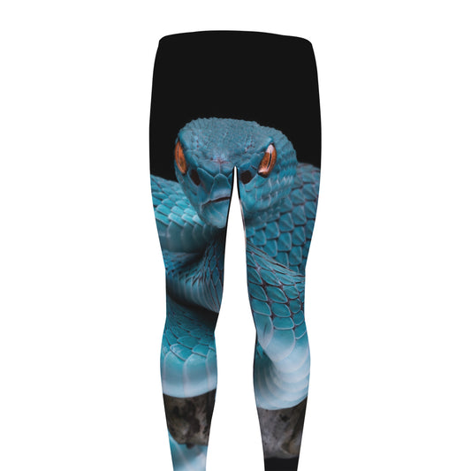 Blue Pit Viper Snake Print Men's leggings
