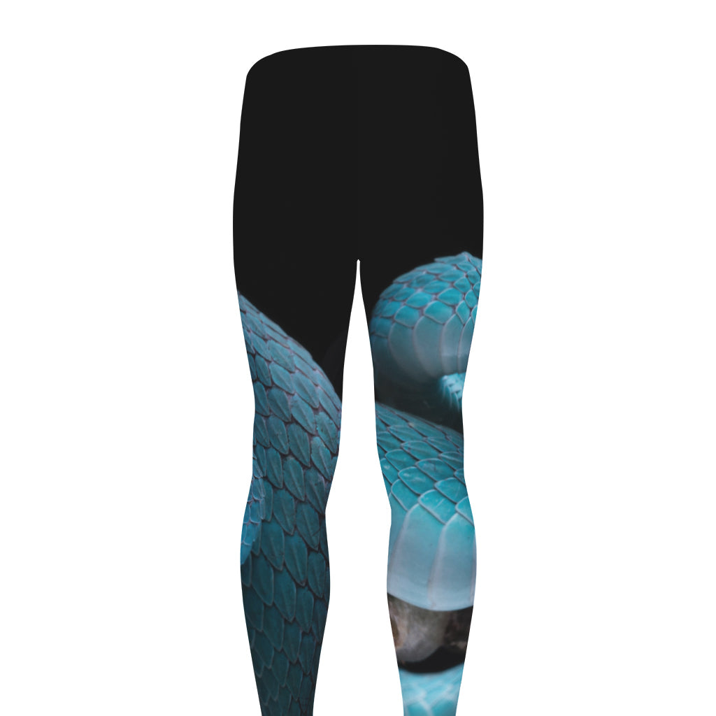 Blue Pit Viper Snake Print Men's leggings