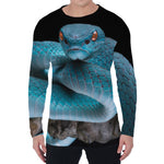 Blue Pit Viper Snake Print Men's Long Sleeve T-Shirt