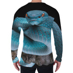 Blue Pit Viper Snake Print Men's Long Sleeve T-Shirt