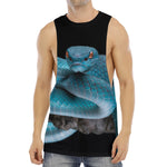 Blue Pit Viper Snake Print Men's Muscle Tank Top