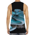 Blue Pit Viper Snake Print Men's Muscle Tank Top