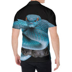 Blue Pit Viper Snake Print Men's Shirt