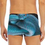 Blue Pit Viper Snake Print Men's Short Boxer Briefs