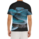 Blue Pit Viper Snake Print Men's Short Sleeve Rash Guard