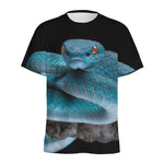 Blue Pit Viper Snake Print Men's Sports T-Shirt