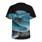 Blue Pit Viper Snake Print Men's Sports T-Shirt
