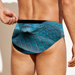 Blue Pit Viper Snake Print Men's Swim Briefs