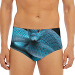 Blue Pit Viper Snake Print Men's Triangle Swim Briefs