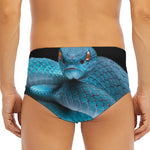 Blue Pit Viper Snake Print Men's Triangle Swim Briefs