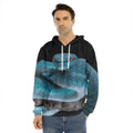 Blue Pit Viper Snake Print Men's Velvet Pullover Hoodie