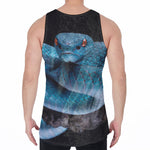 Blue Pit Viper Snake Print Men's Velvet Tank Top