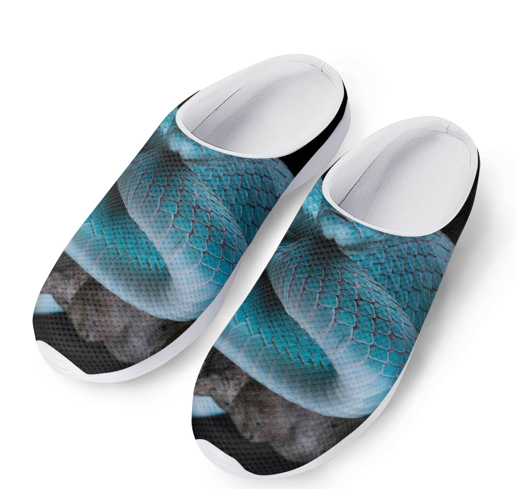 Blue Pit Viper Snake Print Mesh Casual Shoes