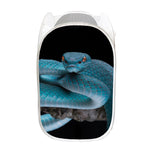 Blue Pit Viper Snake Print Mesh Laundry Hamper
