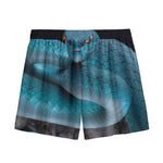 Blue Pit Viper Snake Print Mesh Shorts