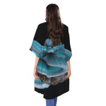 Blue Pit Viper Snake Print Open Front Beach Cover Up