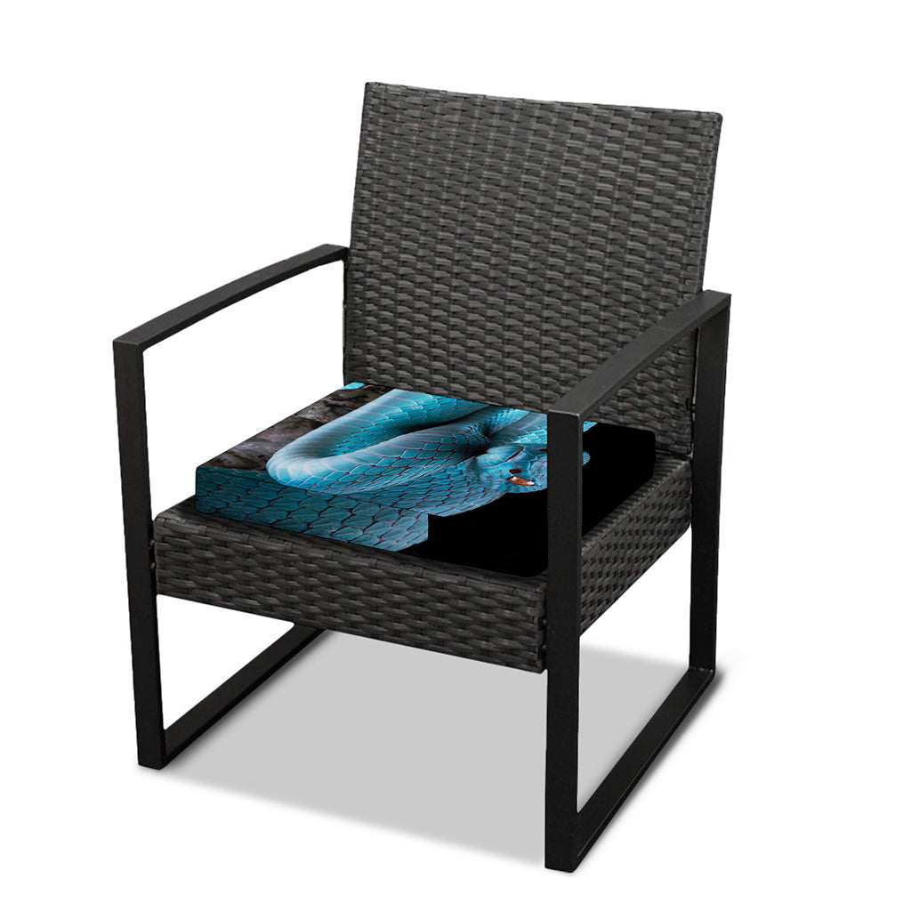 Blue Pit Viper Snake Print Outdoor Seat Cushion Cover