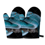 Blue Pit Viper Snake Print Oven Mitts
