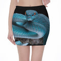 Blue Pit Viper Snake Print Pencil Mini Skirt