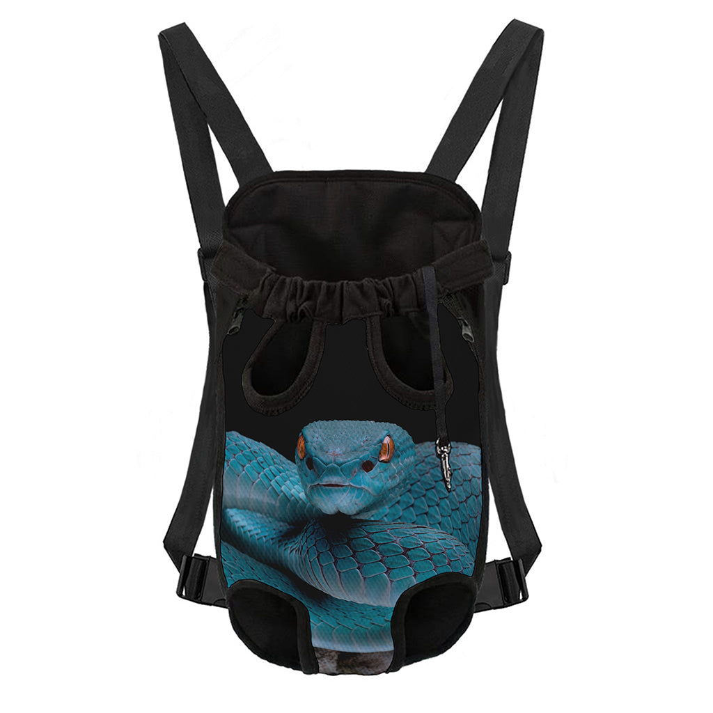 Blue Pit Viper Snake Print Pet Carrier Backpack