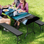 Blue Pit Viper Snake Print Picnic Table Cover