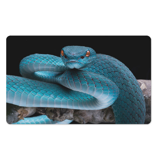 Blue Pit Viper Snake Print Polyester Doormat